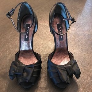 Nina Black Peep Toe Special Occasion Pumps